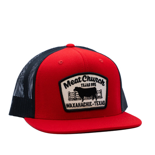 tejas-bbq-patch-hat-red-black-q8 RedMCwCowFlatBill.jpg